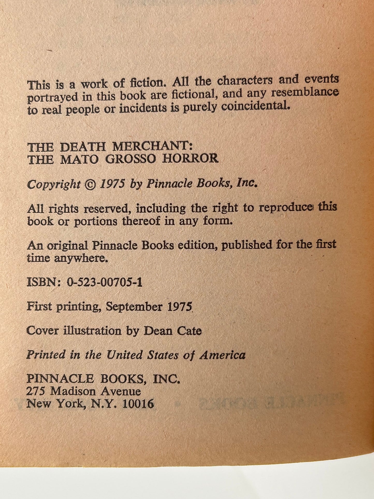 Death Merchant: The Mato Grasso Horror #3 PINNACLE Paperback Joseph Rosenberger EA1
