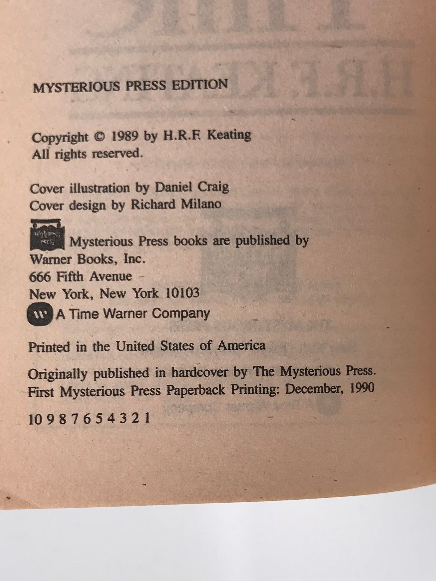 Dead On Time MYSTERIOUS PRESS Paperback H.R.F. Keating ACH01